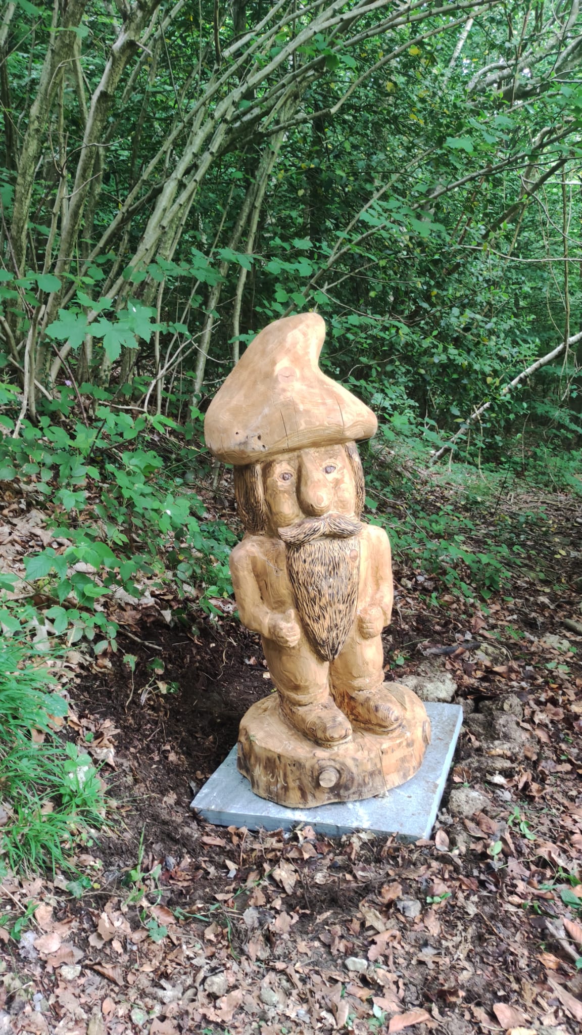 Scultura in legno nel bosco